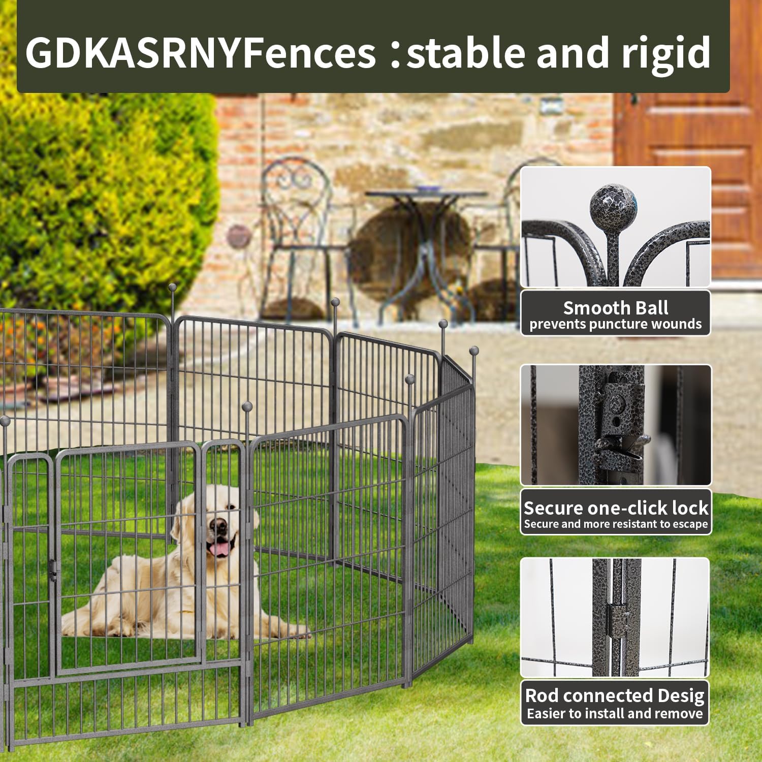 Dog Playpen,32/40/45 Inch Height in Heavy Duty, Folding Indoor Outdoor Anti-Rust Dog Exercise Fence, Portable Pet