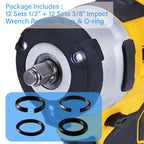 (12+12 Sets) 1/2"&3/8" Impact Retaining Ring Clip Friction Ring with O-Ring