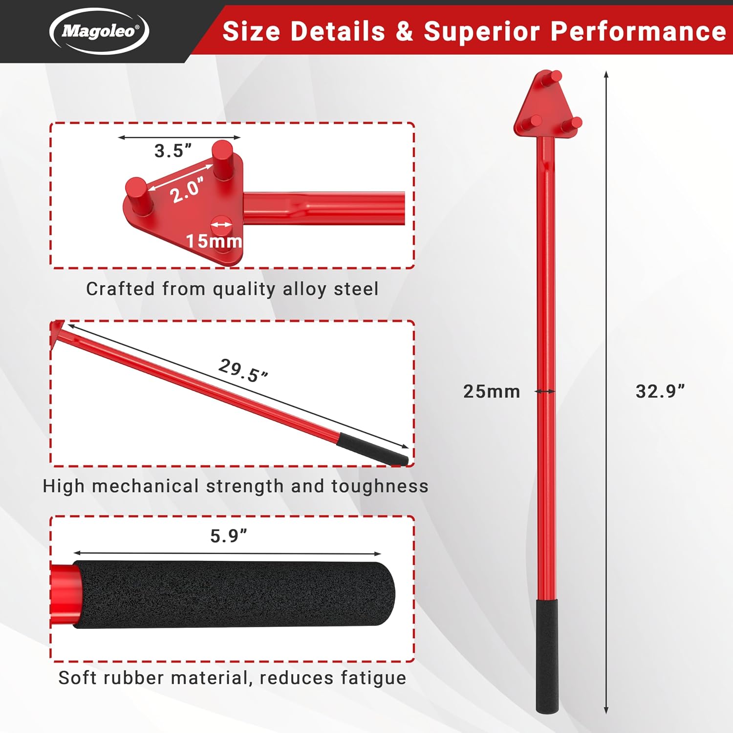 Manual Rebar Bender Tool for 5/8” (#5) Rebar, Hand Operated Steel Rod & Flat Bar Metal Bending Tool with Reverse Head