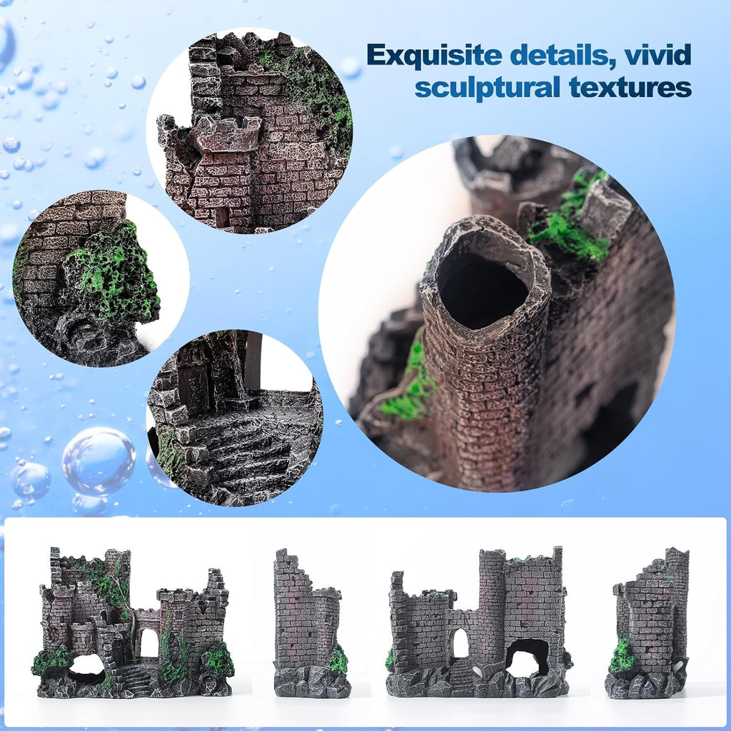 Aquarium Decor Castle Fish Tank Bubbler Set Aquarium Plants for Aquatic Pets to Breed Play and Rest Fish Decorations