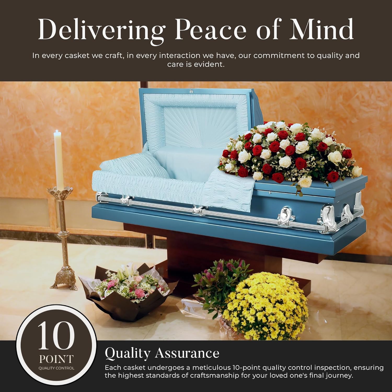 Spartan Funeral Casket Blue with Light Blue Interior