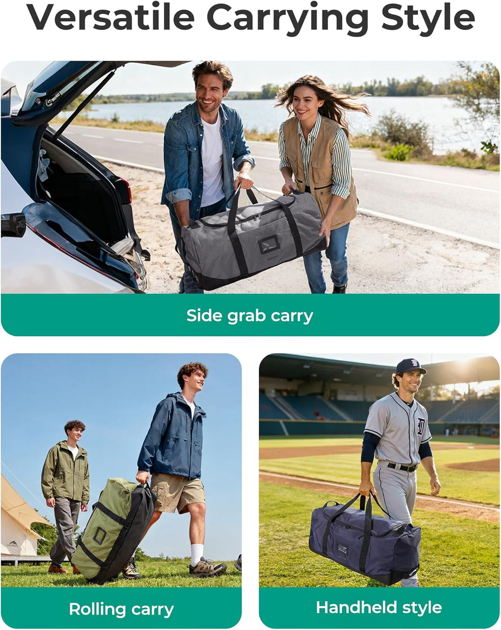 83L Foldable Travel Bag, Large Duffle Bag for Travel, Duffel Luggage Bag for Sport College Camping, Water Resistant