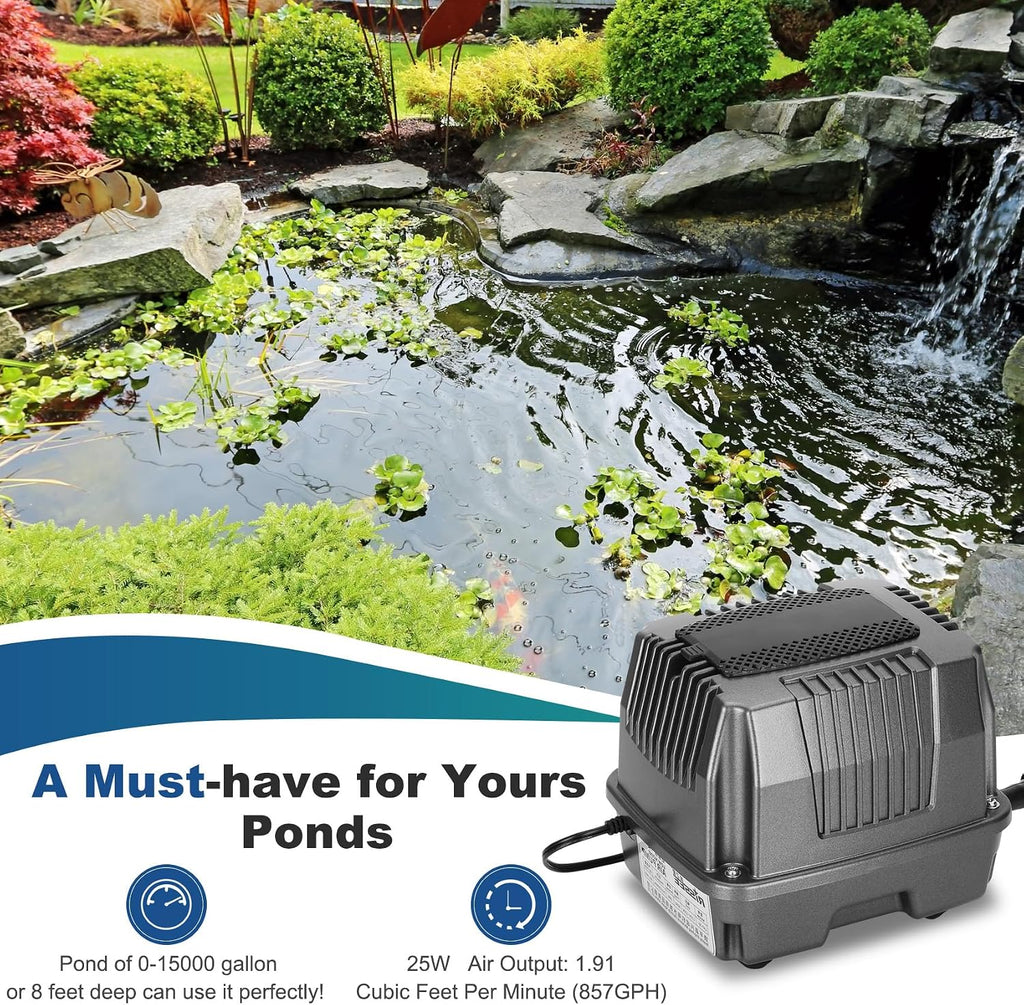 Pond Aerator|Septic Tank Air Pump| Premium Koi Fish Pond Aeration System| Applicable Depth 0-8 feet| 1.91CFM 4.35PSI