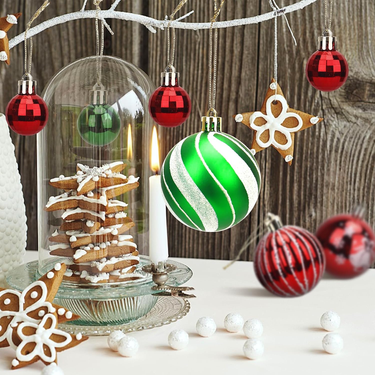 Christmas Ornaments Set-44 Pcs Shatterproof Christmas Balls Set with Hanging Rope for Xmas Tree Decor Holiday Wedding