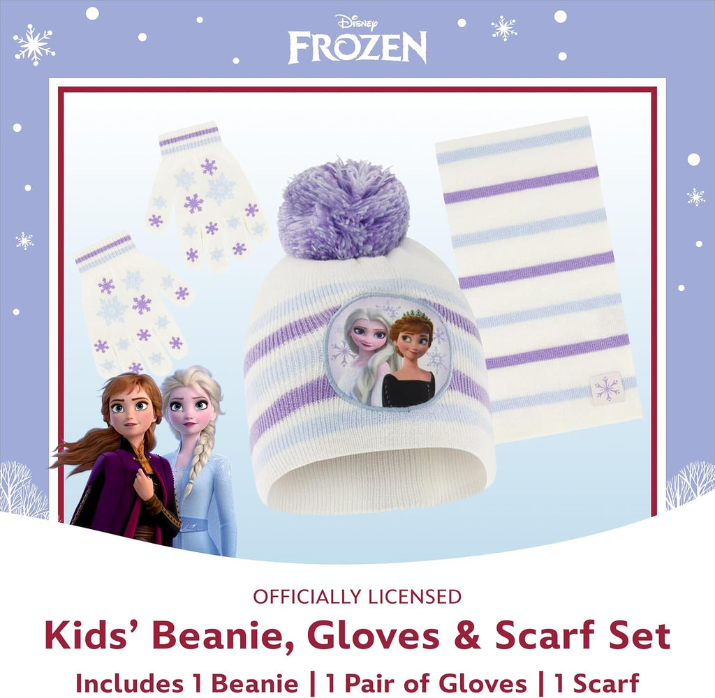 Disney Winter Hat, Scarf, and Kids Gloves Or Toddlers Mittens, Frozen Elsa and Anna Baby Beanie for Girls