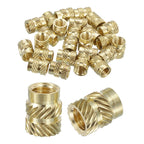 uxcell Knurled Insert Nuts, 30pcs M6 x 10mm Length x 8mm OD 3D Printing Brass Nuts Female Threaded Inserts Brass Heat Set Insert Embedment Nut