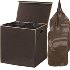 Double Laundry Hamper with Lid & Removable Bags, Brown