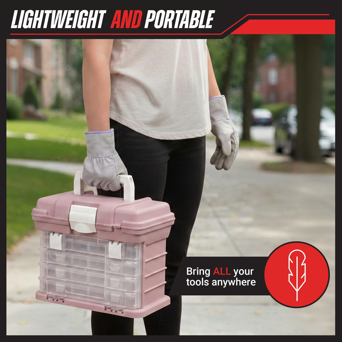 Portable Tool Box for Women or Men, Pink