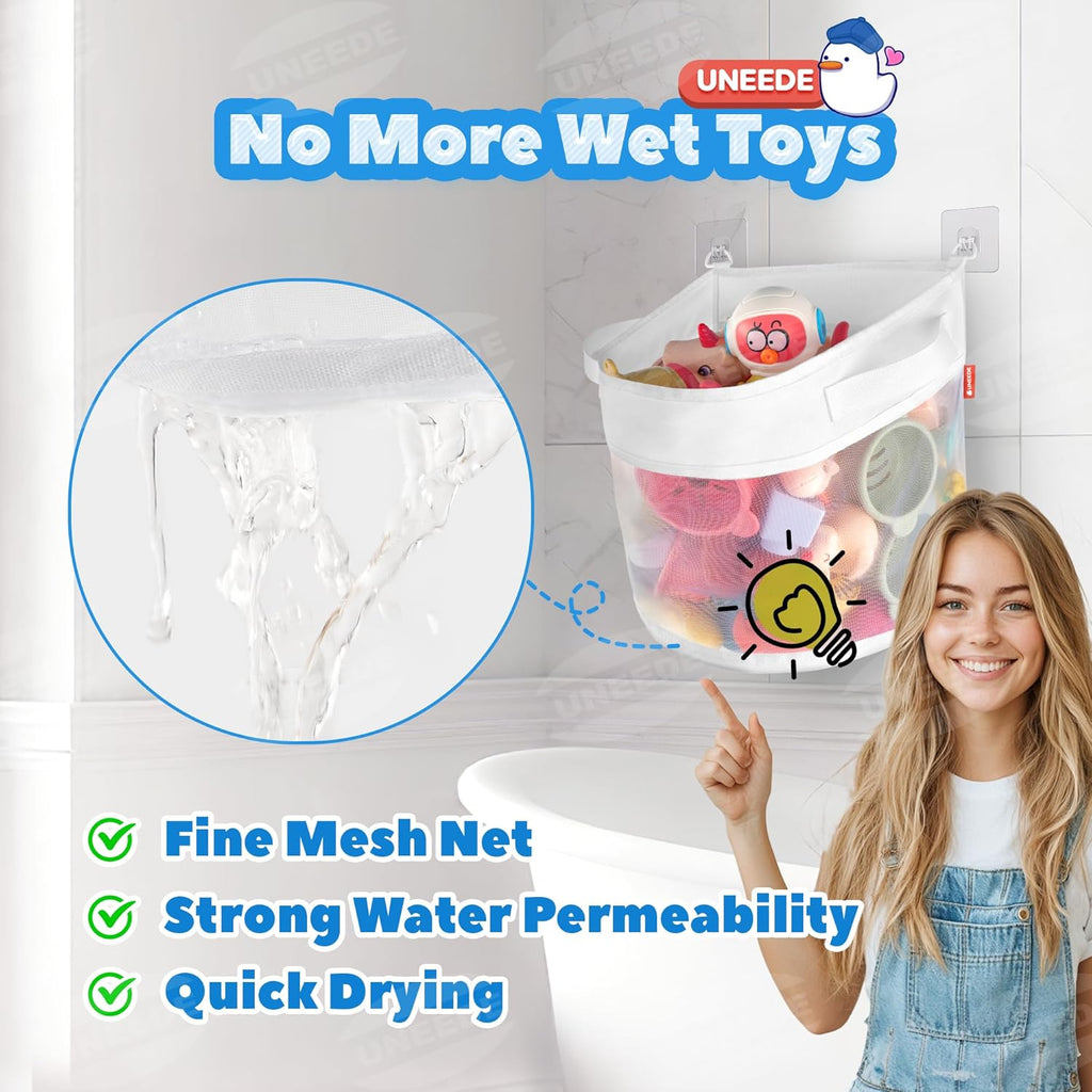 Bath Toy Organizer,4 Gallons Bathtub Toy Storage Organizer,Quick Access Bath Toy Holder For Bathtub,Baby