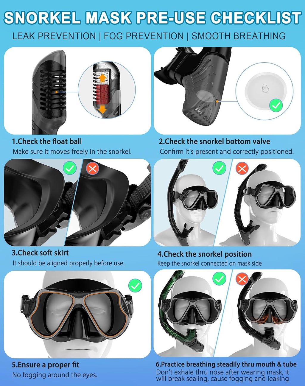 Dry Snorkel Set,Panoramic Wide View Anti-Fog Scuba Diving Mask,Professional Snorkeling Gear for Adults Kids