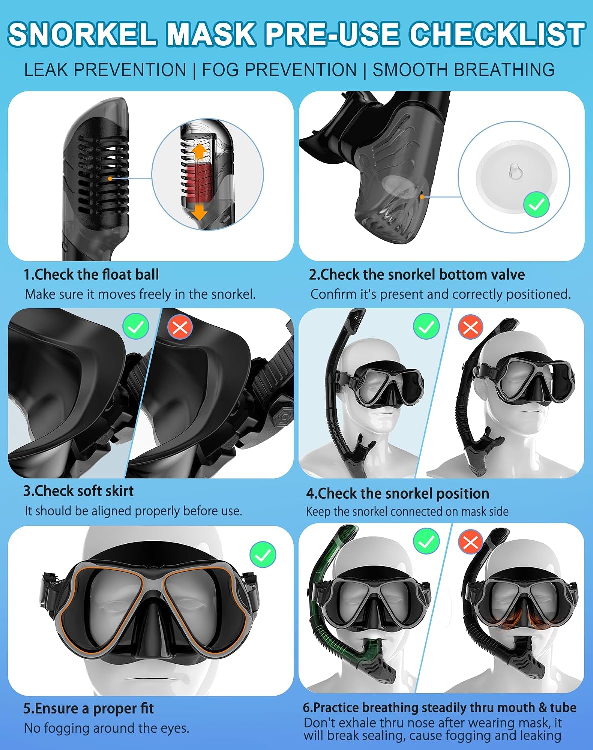 Dry Snorkel Set,Panoramic Wide View Anti-Fog Scuba Diving Mask,Professional Snorkeling Gear for Adults Kids
