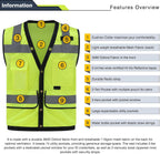 Safety Vest, High Visibility Reflective Vest for Outdoor Work | ANSI Class 2,breathable mesh,reflective strips,multi