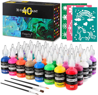 Puffy Paint, 3D Fabric Paint, 40 Colors Puff Paint for Fabric