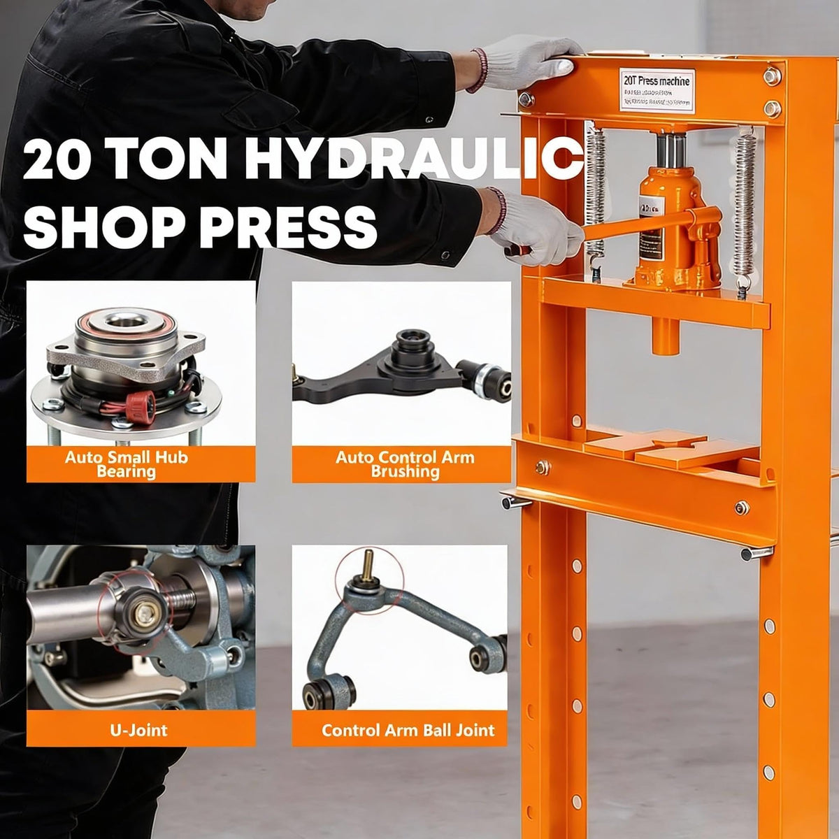 Garvee 20 Ton Hydraulic h-Frame Press with Adjustable Worktable & Press
