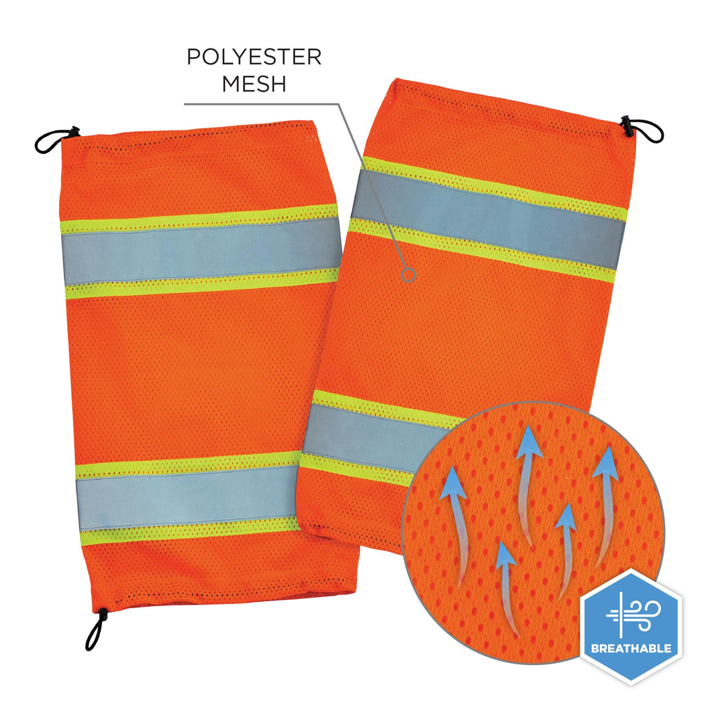 GloWear 8009 High Visibility Reflective Leg Gaiters, Two-Tone Mesh, Class E, 1- Pair , Orange