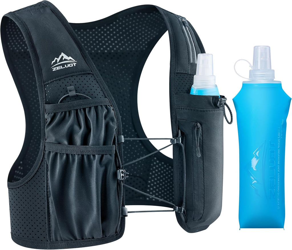 Running Vest for Women Men, US Patent, Adjustable Chest Straps Running Hydration Vest with 500ml Soft Flask