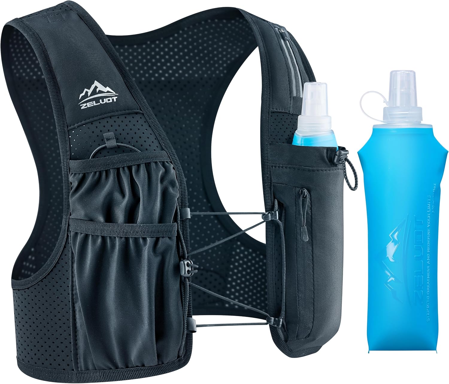 Running Vest for Women Men, US Patent, Adjustable Chest Straps Running Hydration Vest with 500ml Soft Flask