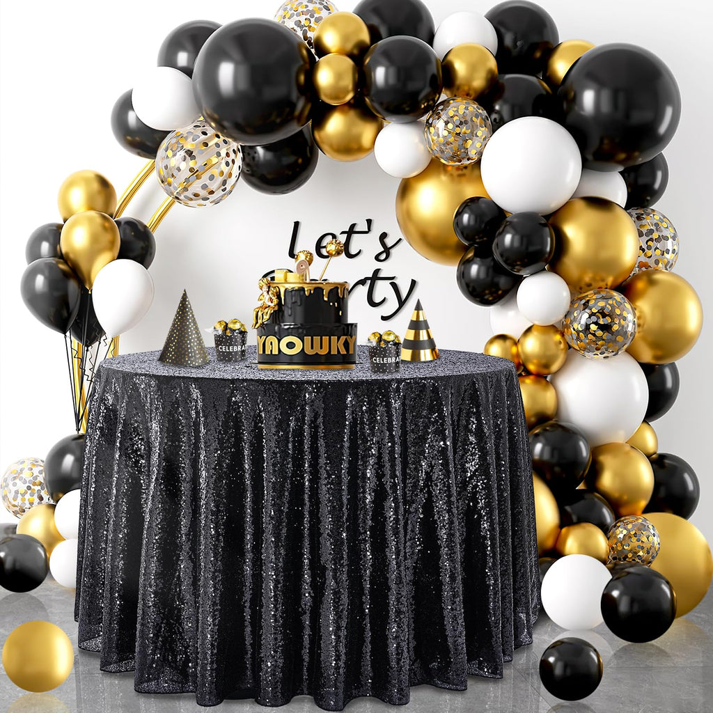 Black Sequin Round Tablecloth 90 Inch Glitter Party Table Cloth