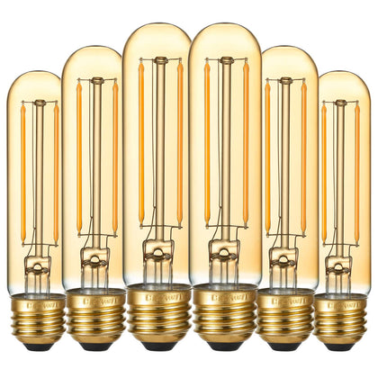 T10 Tubular E26 Light Bulb,Dimmable,Amber Light Bulbs,4w 2200K