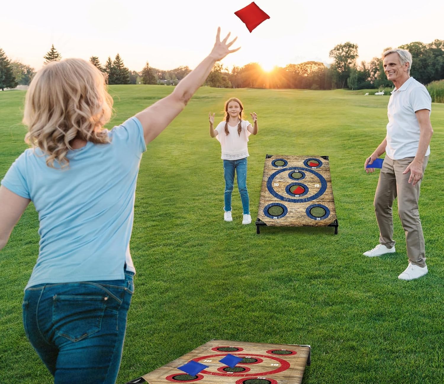 Cornhole Board Set Corn Hole Games for Adults and Kids Backyard | 3x2 Ft Corn Hole Toss Game with 8 Bean Bags for