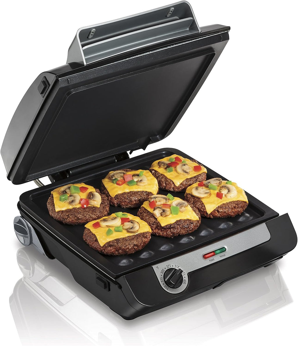4-in-1 Electric Indoor Grill & Electric Griddle Combo | 200 sq. in. PFAS-Free Non-Stick Cooking Surface Opens |