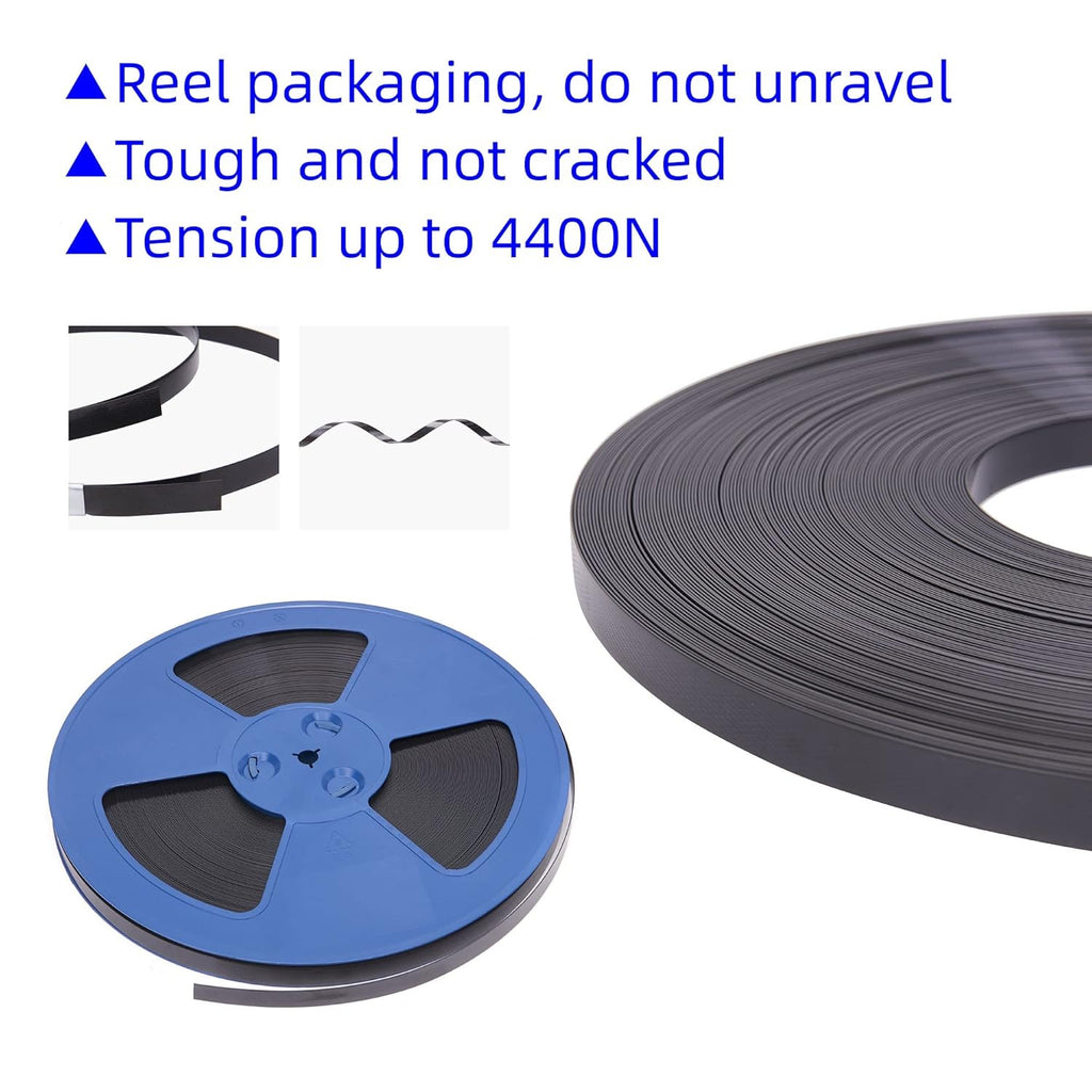 Pallet Packaging Strapping Banding Kit - Tensioner & Sealer Machine Set, Heavy Duty PET Belt, Open Serrated Seals