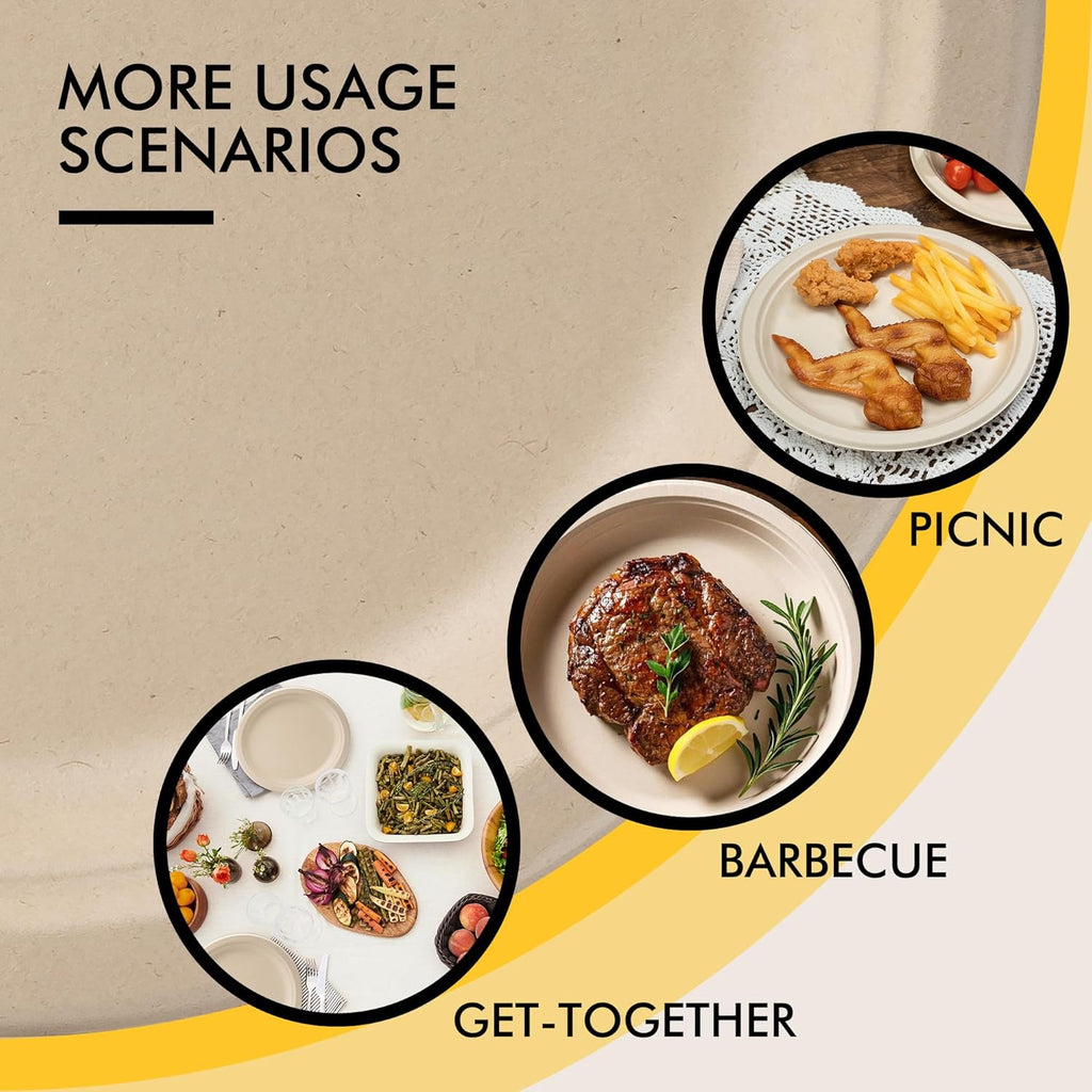 Compostable Paper Plates 10 Inch [150 Pack]