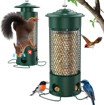 Metal Squirrel Proof Bird Feeders for Outdoors Hanging,Weight-Activated Large Capacity Feeder for Wild Finch