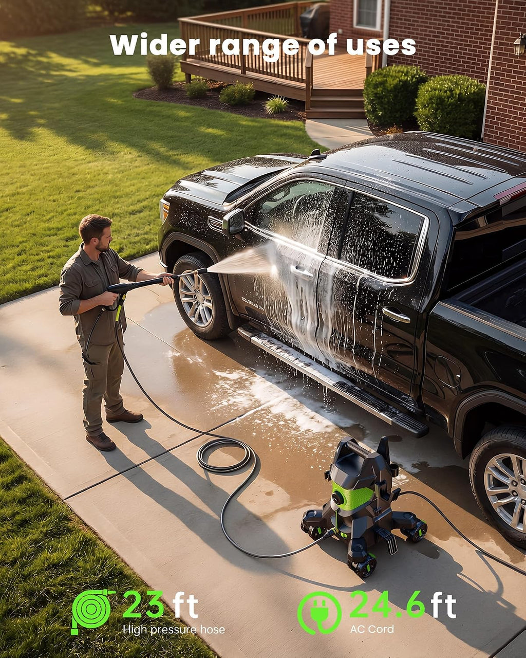 Pressure Washer, KVAOK Power Washers Foam Cannon & 4-Wheel Compact Cleaner | 5000PSI, 3.0GPM High Pressure Washers