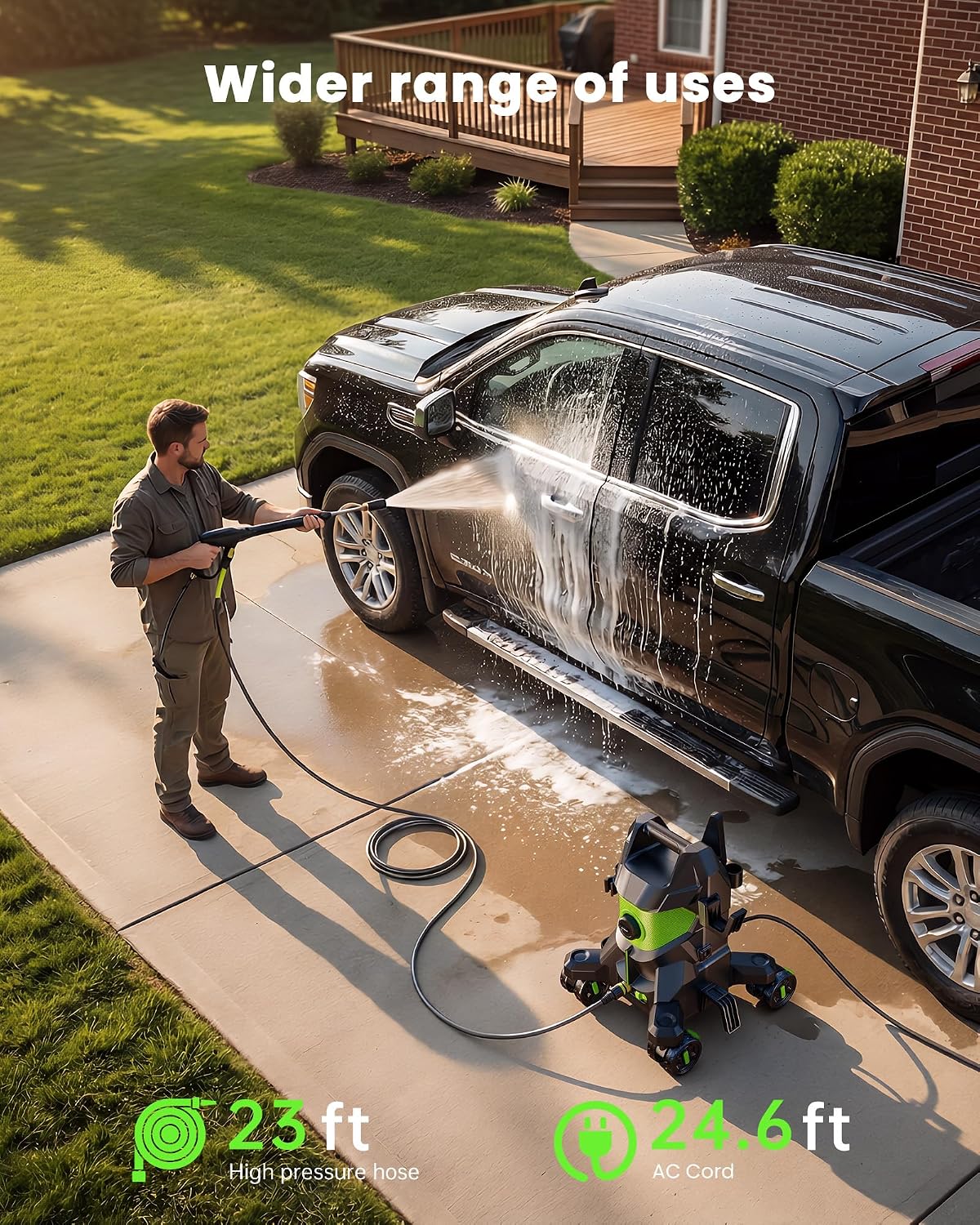 Pressure Washer, KVAOK Power Washers Foam Cannon & 4-Wheel Compact Cleaner | 5000PSI, 3.0GPM High Pressure Washers