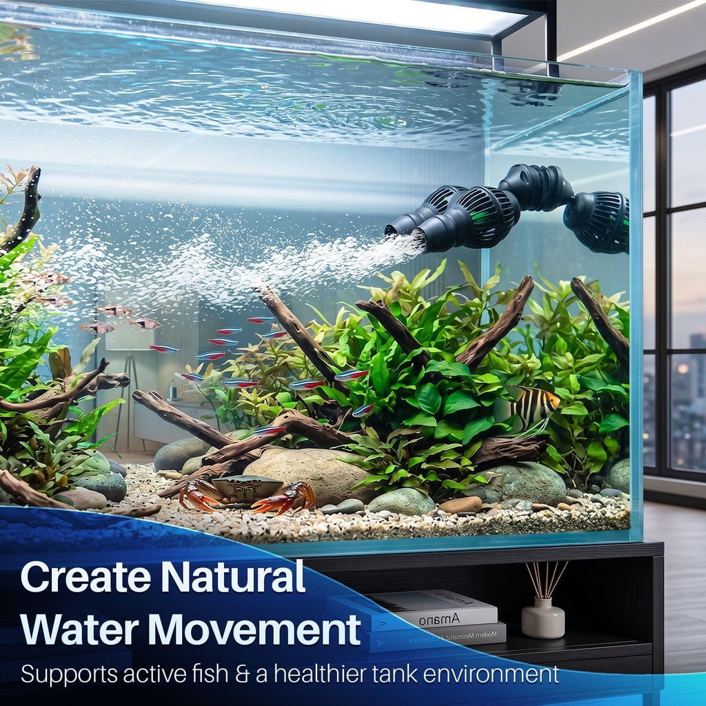 Dual Aquarium Circulation Pump, 3200 GPH Dual Head Wave Maker for Aquarium with 360° Adjustable Fish Tank Powerhead &