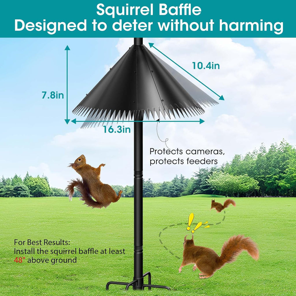 108 Inch Bird Feeder Pole Squirrel Proof, Heavy Duty Bird House Pole, Adjustable Bird Feeder Stand with 5 Shepherds