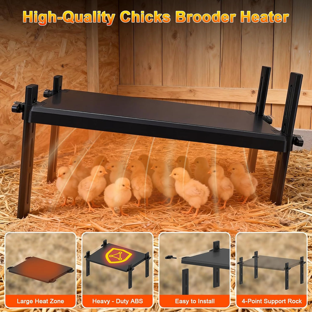 15" x 12.6" Large Chicks Brooder Heater for 20 Chicks - 49W Height & Angle Adjustable Chick Brooder Heating Plate