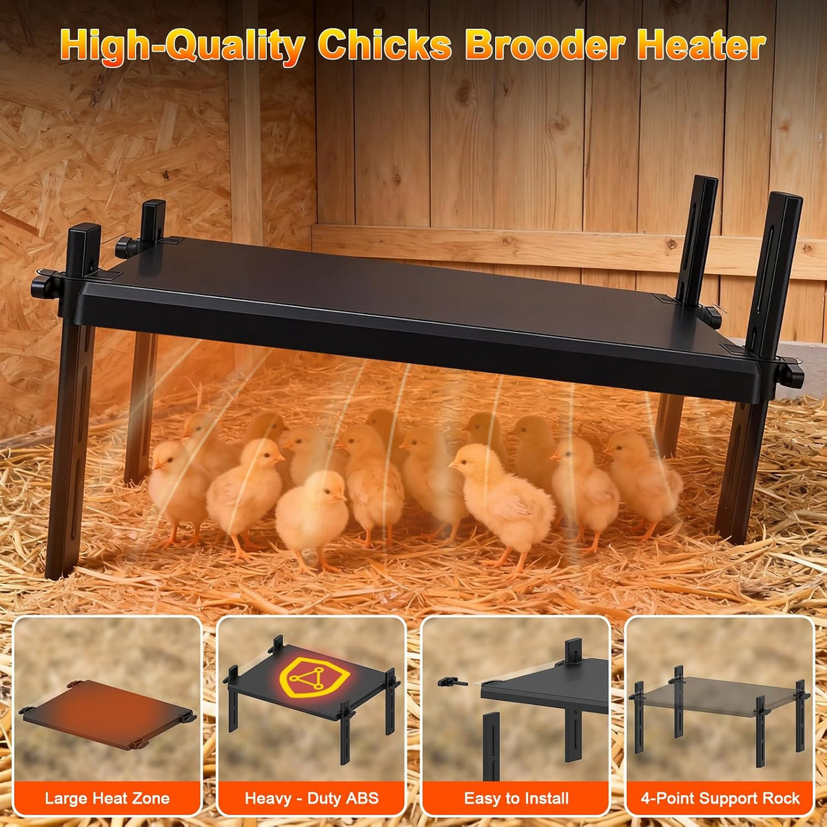 15" x 12.6" Large Chicks Brooder Heater for 20 Chicks - 49W Height & Angle Adjustable Chick Brooder Heating Plate