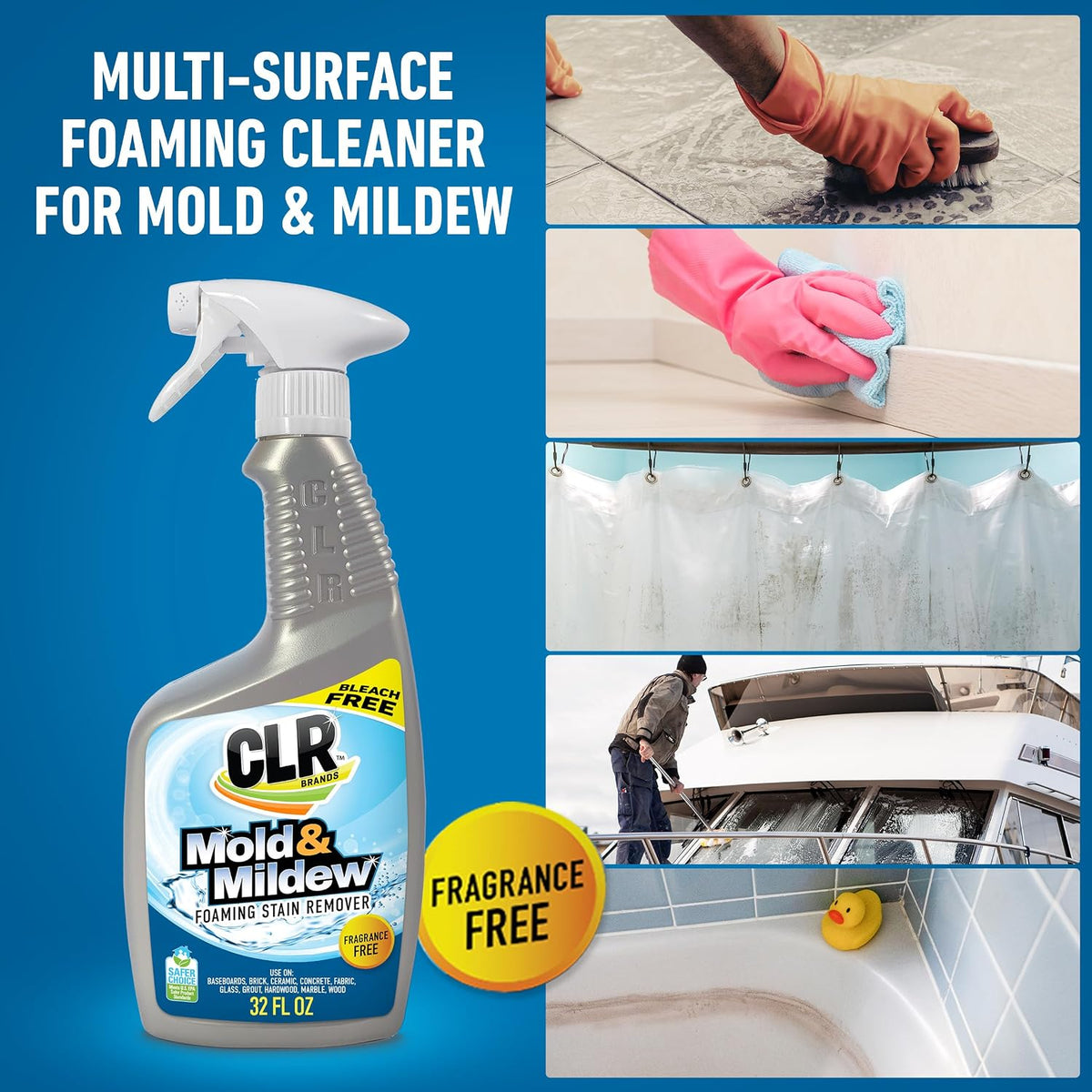Brands Mold and Mildew Stain Remover, 32 oz. Spray Bottle, Pack of 2, Multi-Surface Stain Remover, Works on Tile
