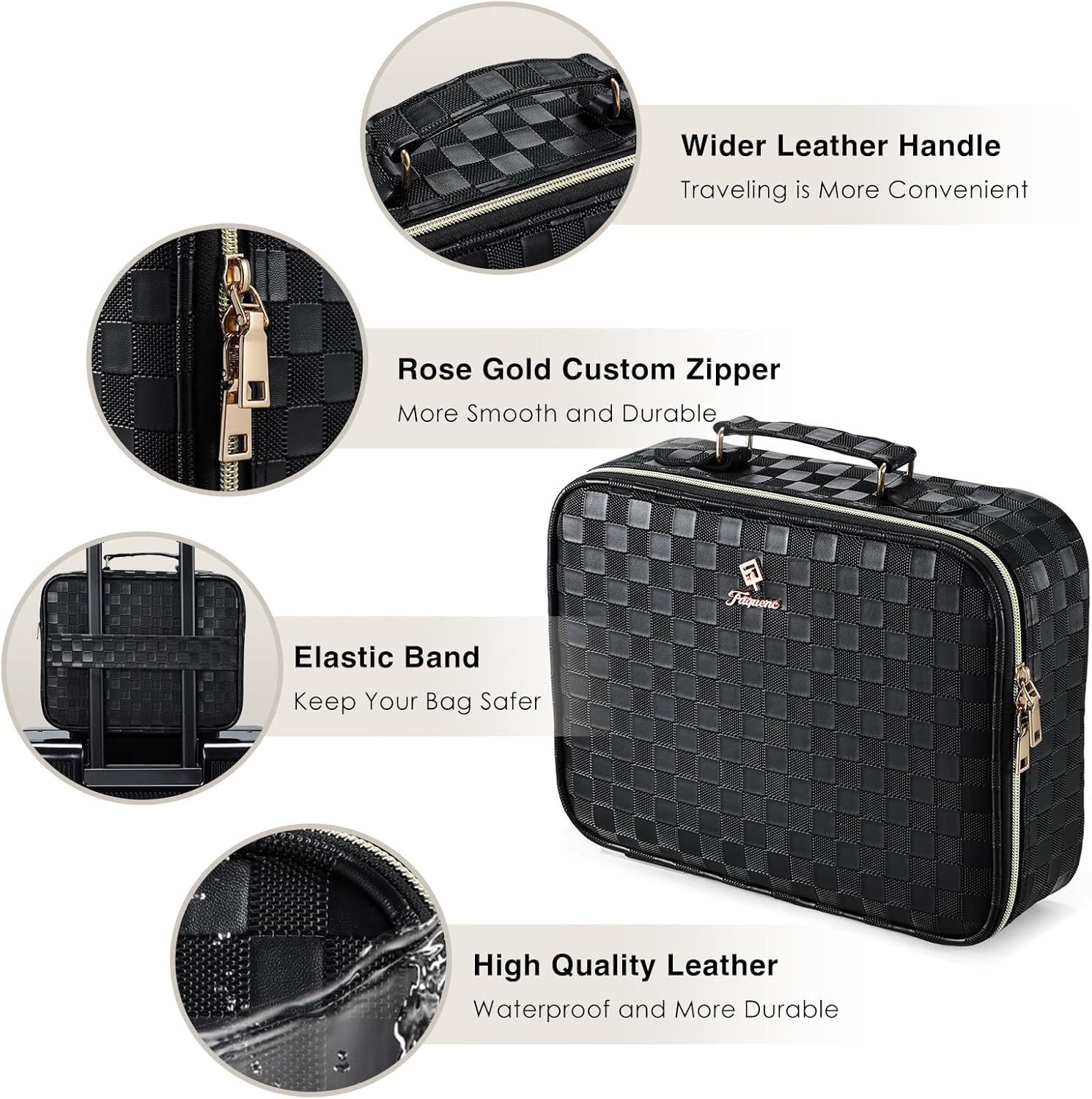 Makeup Bag with LED Lighted Mirror 12.2 IN Travel Makeup Bag Adjustable Brightness in 3 Colors Cosmetic Organizer