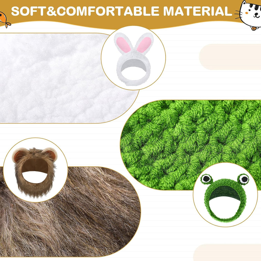5 Pcs Cute Cat Costume Hats Cat Costume Halloween Bunny with Ears | Funny Mane Hat for Pets and Small Dogs Kitten
