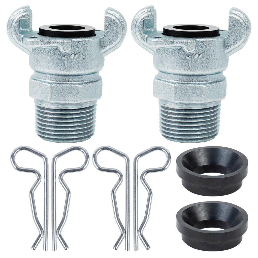 ChillWaves Iron Air Hose Fitting, 1" NPT Male 2 Lug Universal Coupling, Chicago Fitting(2-PACK)