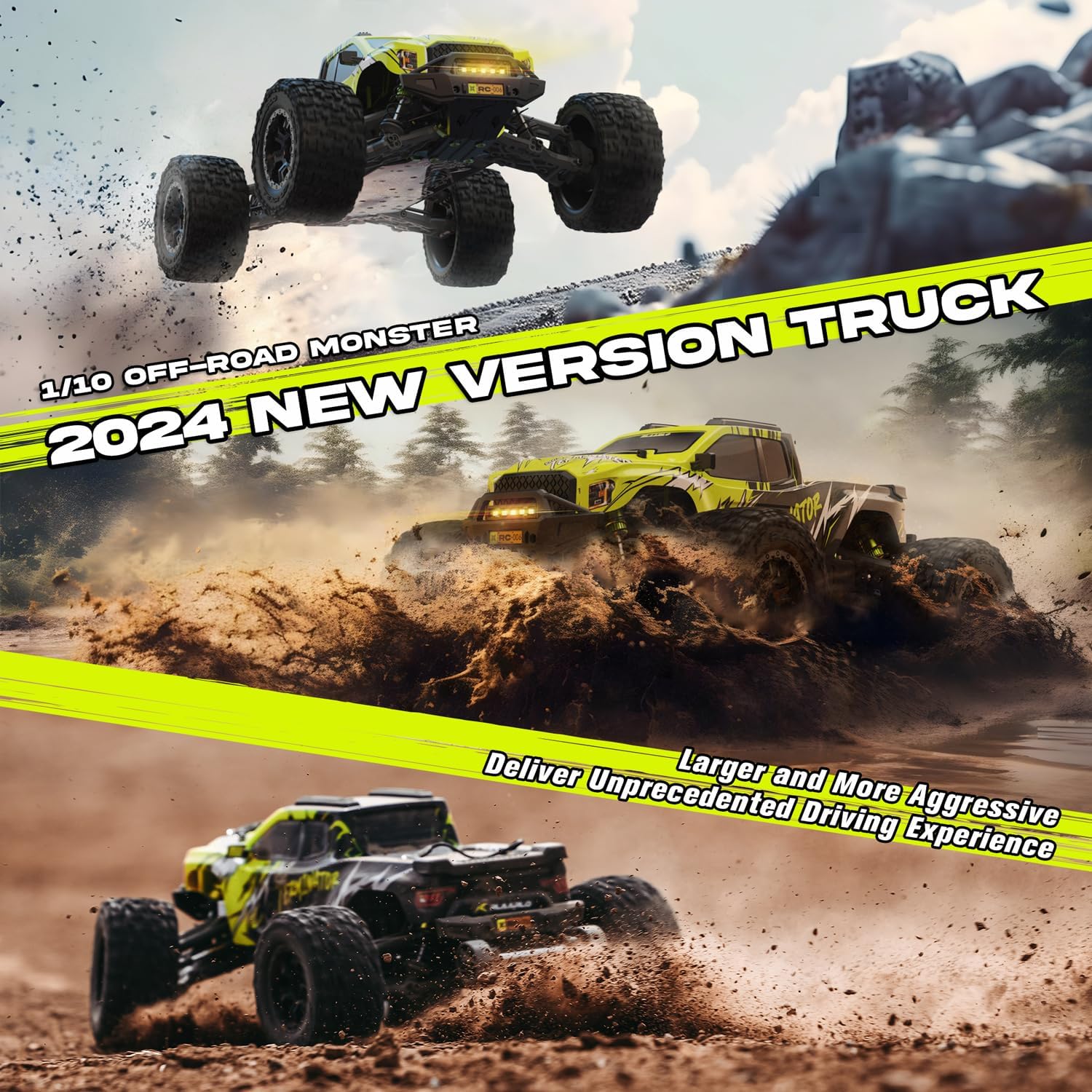 1/10 RTR Brushless Fast RC Cars for Adults,Max 50mph Hobby Electric Off-Road Monster Truck,Waterproof High Speed RC