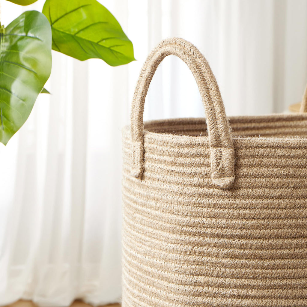 80L Extra Large Jute Woven Rope Laundry Basket Tall Wicker Hamper