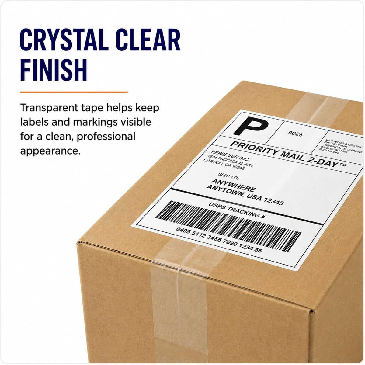 Clear Packing Tape Heavy Duty 2 Inch x 60 Yards per Roll, Strong Shipping & Moving Box Tape, Crystal Clear Carton