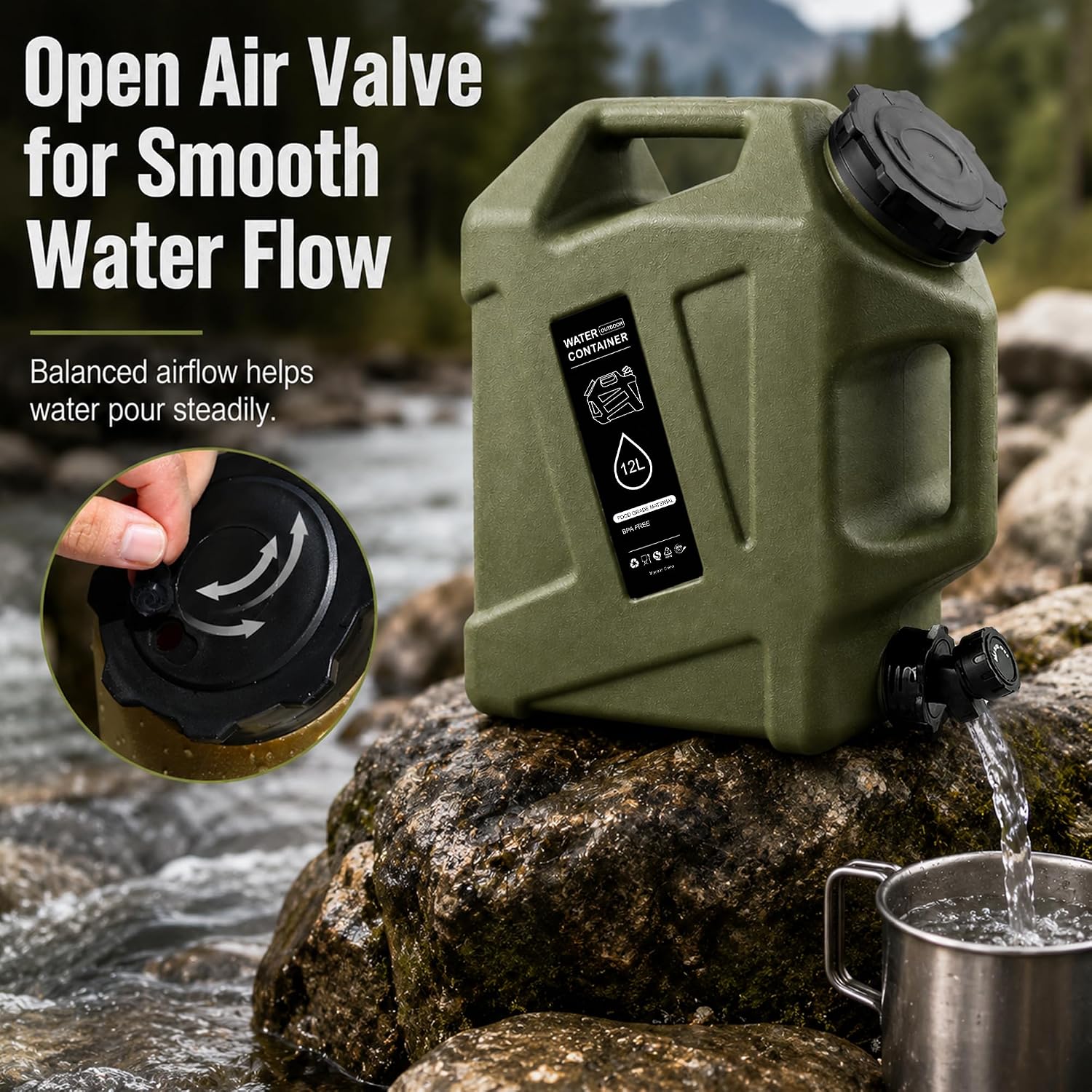 3.2/5 Gallon Water Jug with Spigot, Camping Water Jug, Water Storage Containers, BPA Free Water Container