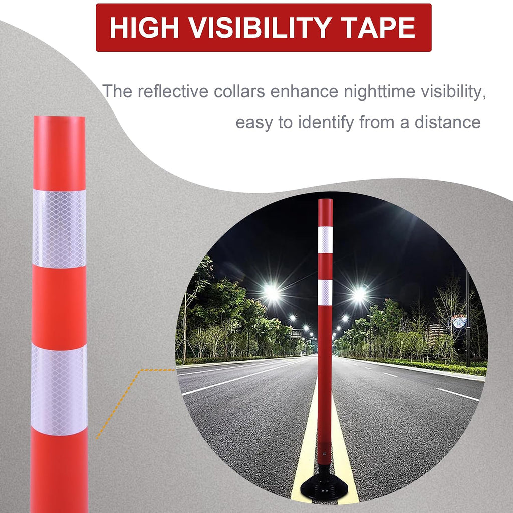 48" Orange Traffic Delineator Cones 8-Pack Safety Post Cones | Fixed Spring Base for Road Safety, Parking Lot