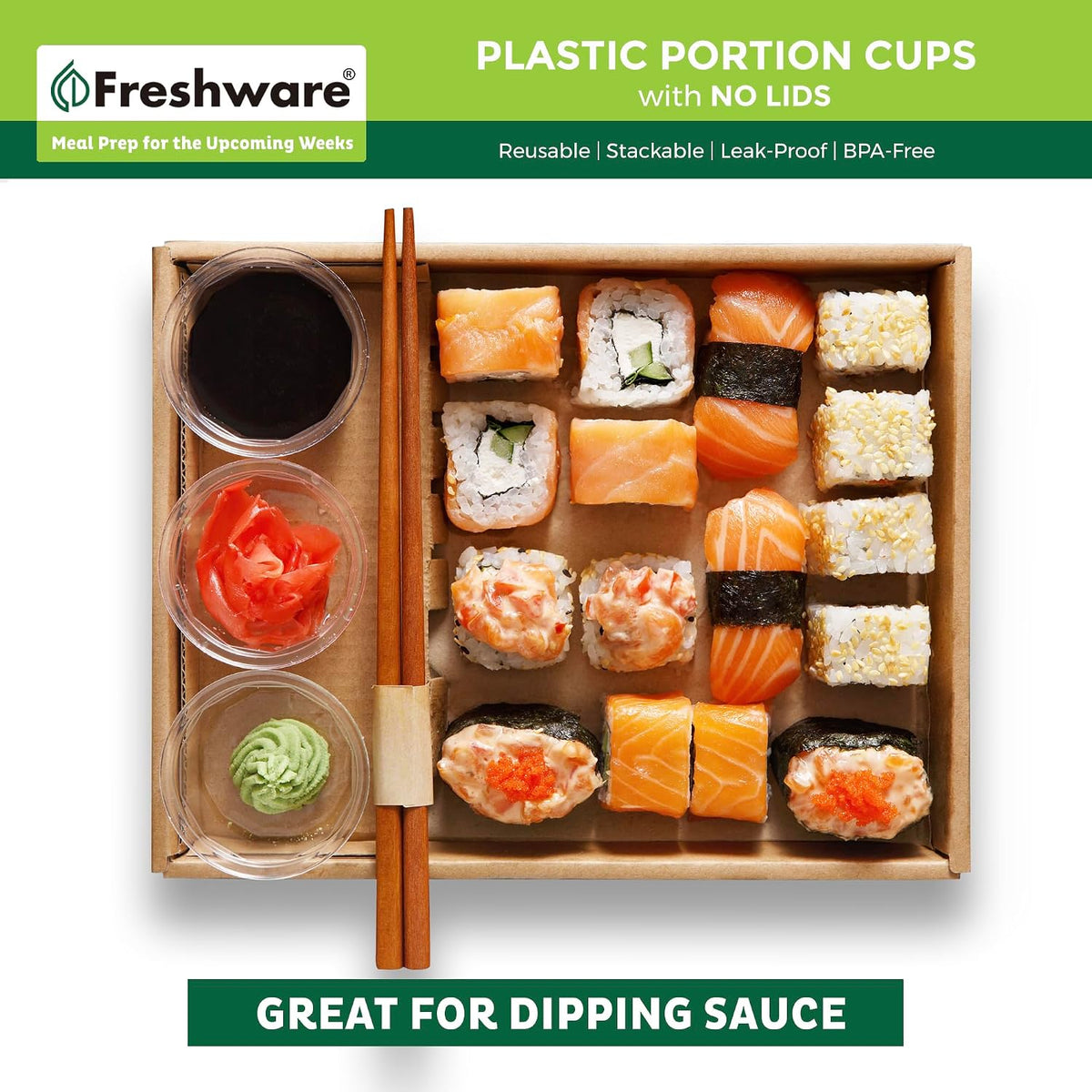 Plastic Portion Cups (No Lids) [2 Ounce, 250 Count] Disposable Plastic Cups for Meal Prep, Salad Dressing, Jellos