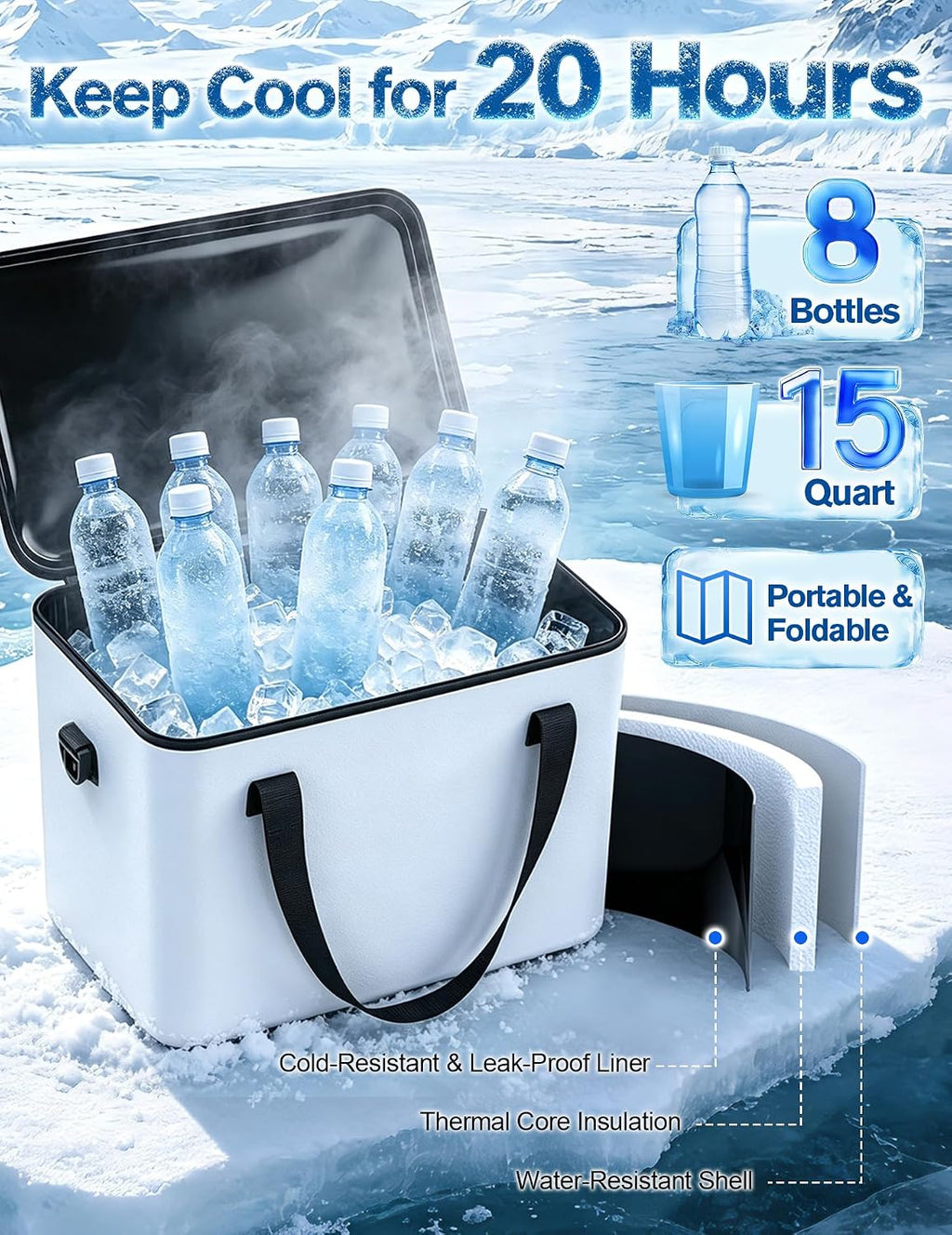 Ice Machine for Knee After Surgery, 20H Cold & No Assembly Needed White