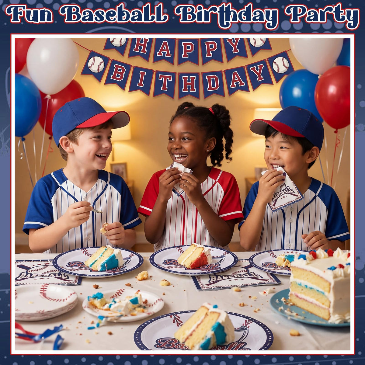 50 Pcs Baseball Plates and Napkins, Disposable Baseball Party Supplies