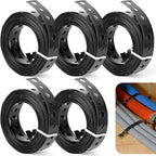 5 Rolls Black Metal Strapping with Holes, 3/4 Inch X 10 Feet 24 Gauge Galvanized Pipe Hanger Strap, Flexible Trimming