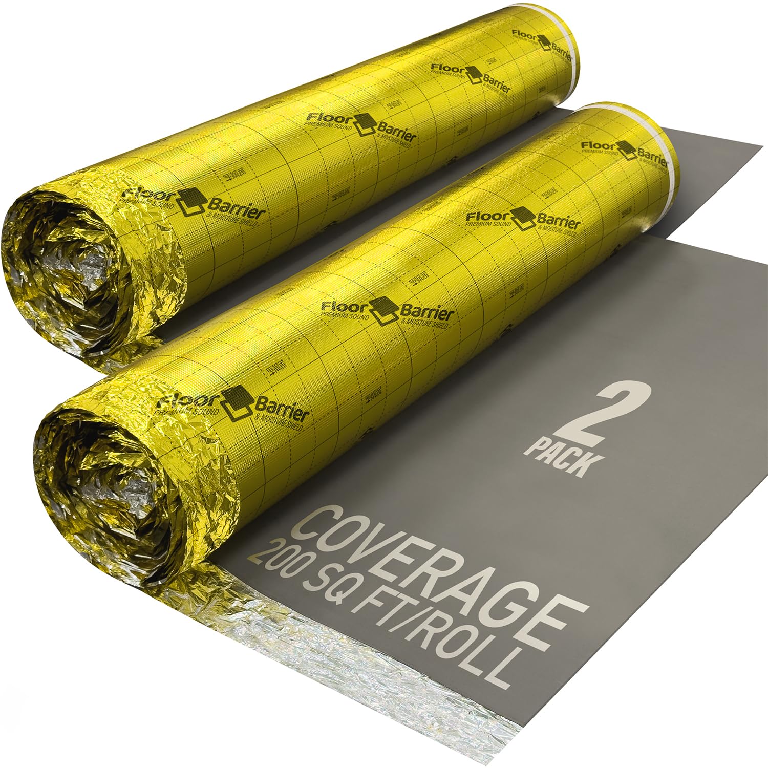 Premium Floor Underlayment with Moisture Barrier – 200 sq ft Roll, 3mm Thick – Quiets Foot Traffic Noise, Under Floor