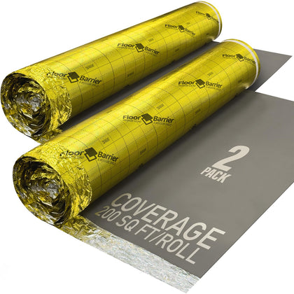 Premium Floor Underlayment with Moisture Barrier – 200 sq ft Roll, 3mm Thick – Quiets Foot Traffic Noise, Under Floor