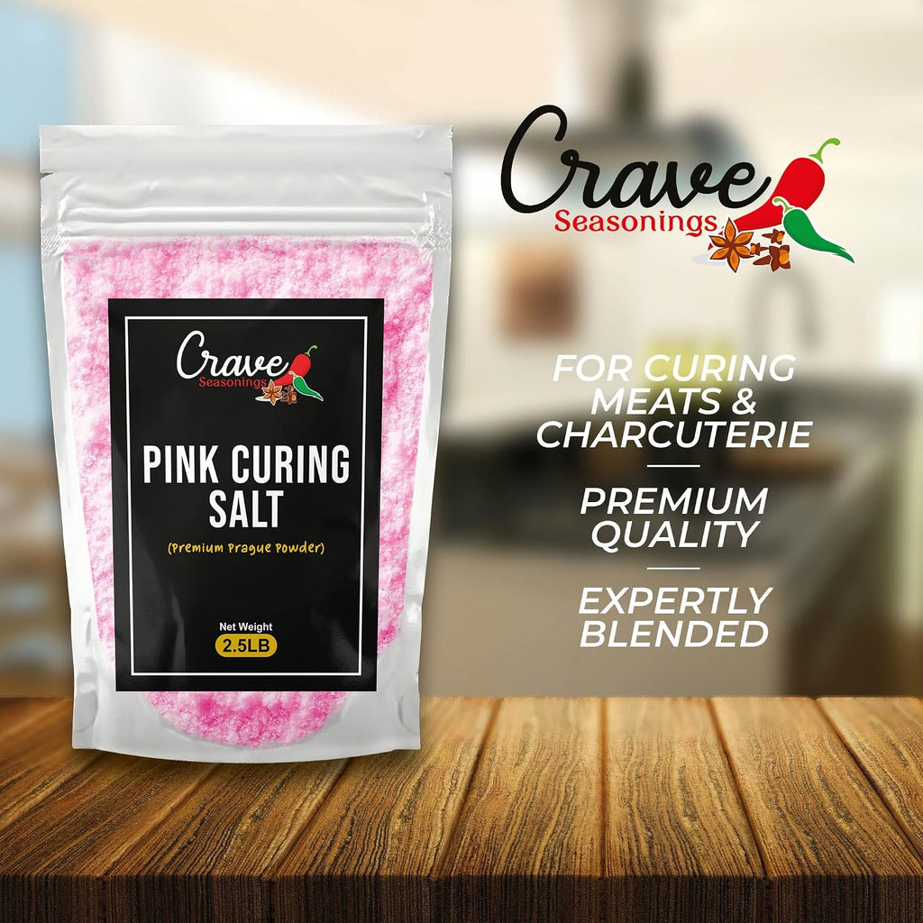 Crave Pink Curing Salt #1 2.5 LB JUMBO XL Bag - Prague Powder, Instacure #1- Made in USA, Premium Cure for Sausage